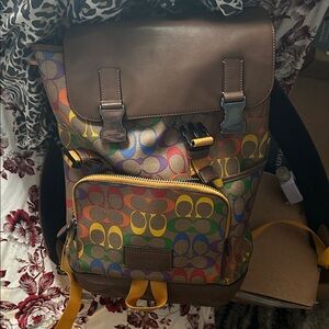 Brown Multicolor Patterned Men's Backpack